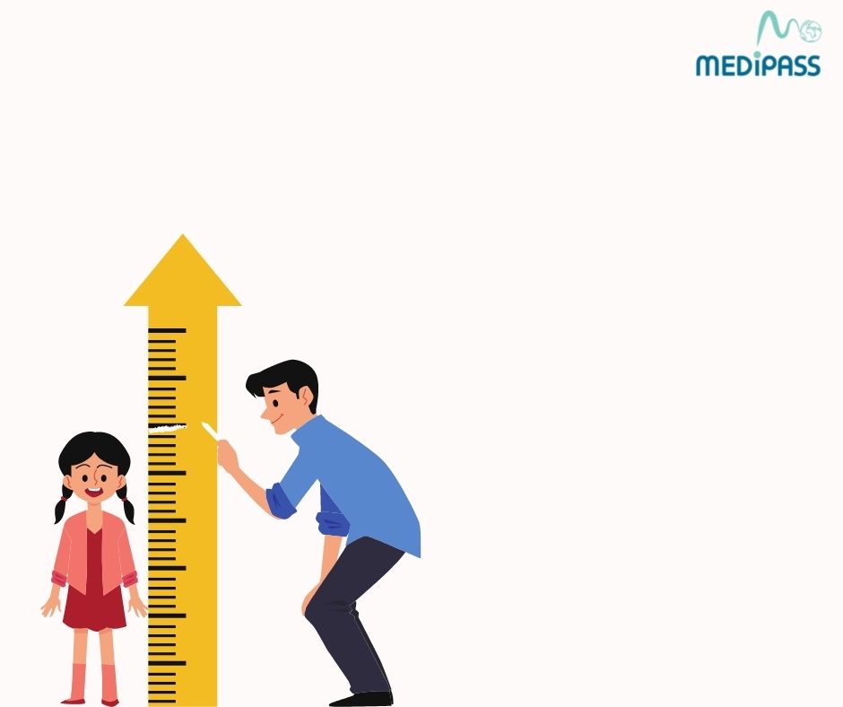 a father measuring the height of his daughter-MEDIPASS